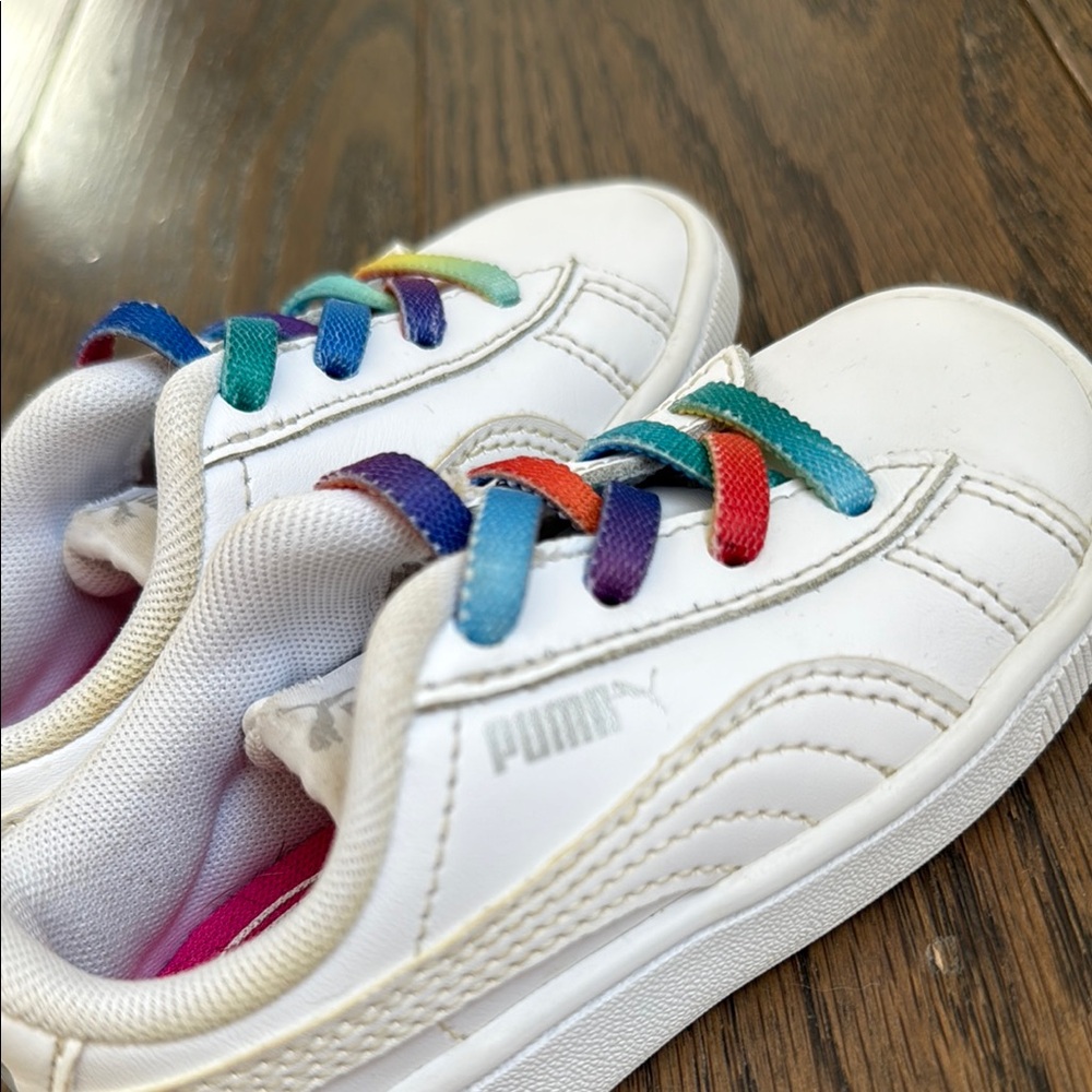 Puma White and Red Sneakers with Rainbow Laces 6C toddler baby - Picture 5 of 10